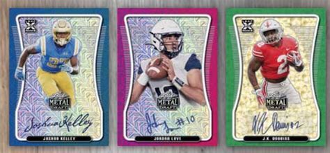 Leaf Metal Draft Football Checklist Sp Set Info Boxes Date Review