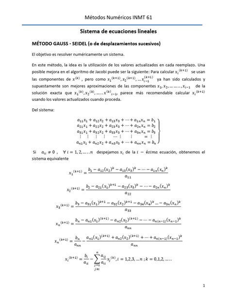 2 3 Métodos Iterativos Gauss Seidel Pdf Algoritmos Matemáticas De La Computación