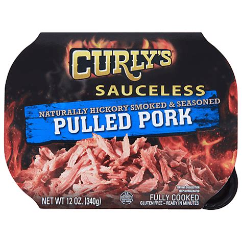 Curly S Pulled Pork Hickory Smoked Seasoned Sauceless 12 Oz Heat