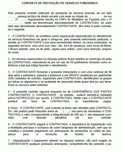 Contrato Padrão Para Prestação De Serviços Funerários