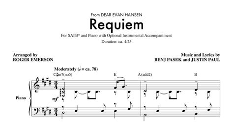 Requiem From Dear Evan Hansen Arr Roger Emerson Satb Choir