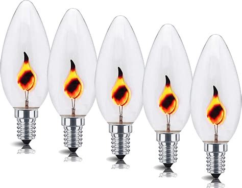 5X 3w Flicker Flame Effect Candle Light Bulb E14 Small Edison Screw