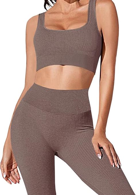 Mayround Ribbed Workout Sets For Women Piece Seamless High Waist Gym