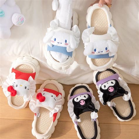 Sanrio Slippers Women Kuromi Cinnamoroll Anti Sli Four Seasons Home