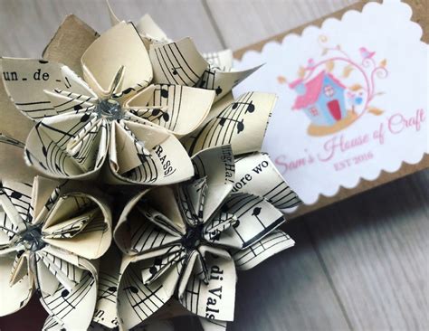 10 Music Note Themed Origami, Kusudama Paper Flower Lights Home Decor ...