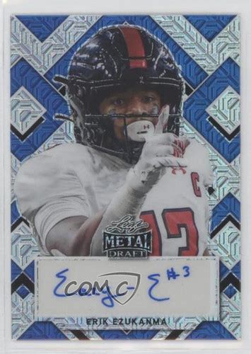 2022 Leaf Metal Draft Portrait Blue Mojo 15 Erik Ezukanma Rookie Auto