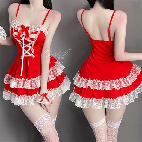 Jual Crystal Sexy Lingerie Dress Cosplay Maid Uniform Baju Wanita