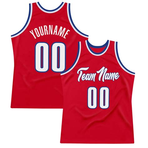 Custom Own Red White Royal Authentic Basketball Stitched Jersey Free