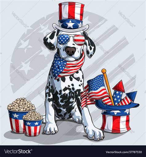 Cute Dalmatian Dog 4th July Elements Royalty Free Vector