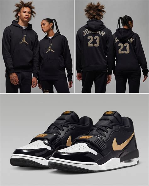 Jordan Legacy 312 Low Black White Metallic Gold Outfits