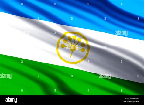 Bashkortostan Waving And Closeup Flag Illustration Perfect For