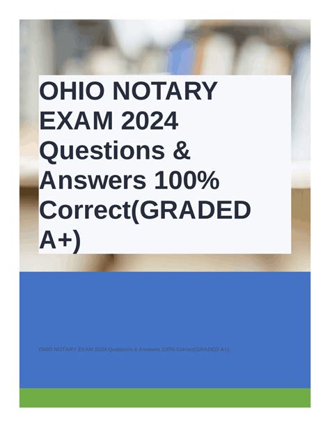 OHIO NOTARY EXAM 2024 Questions Answers 100 Correct GRADED A