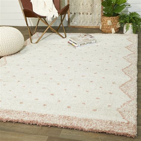 Ebern Designs Kjellfrid Polka Dots Border Shag Area Rug Reviews Wayfair