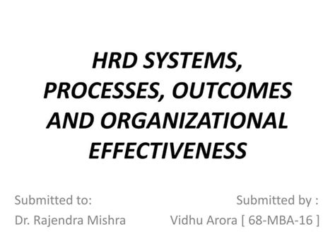 Hrd Systems Processes Outcomes And Organizational Effectiveness Ppt