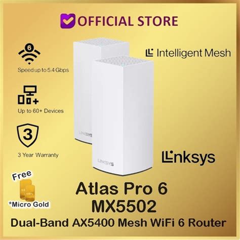 Promo Linksys MX5502 Atlas Pro 6 Wi Fi 6 Dual Band Mesh System 2 Pack