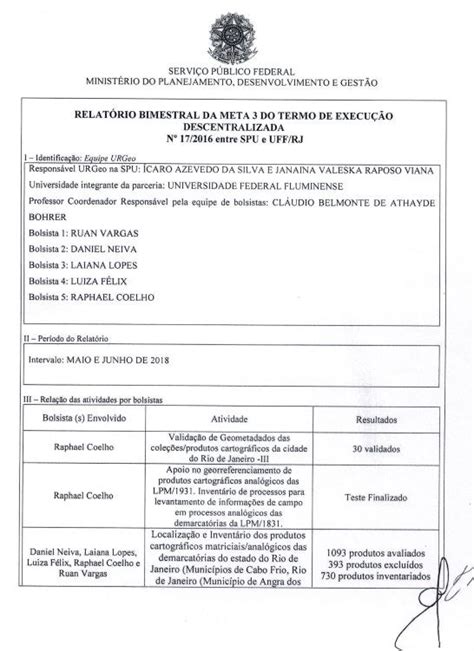 Relat Rio Bimestral Da Meta Do Termo De Execu O Descentralizada N