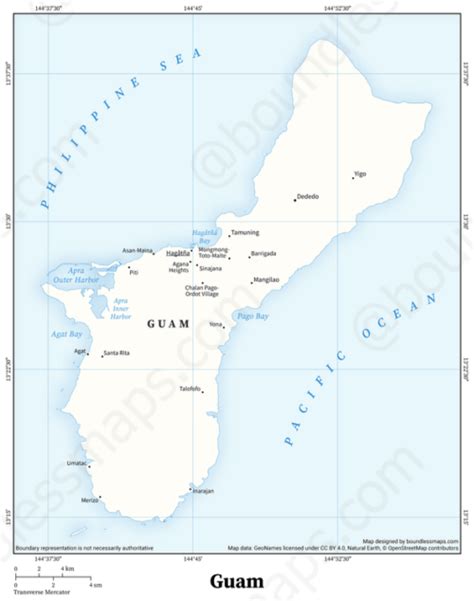 Guam Minimalist Political Vector Map Boundless Maps