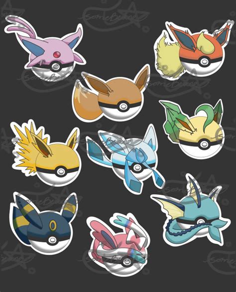 Eevee Evolution Inspired Pokeball Stickers - Etsy