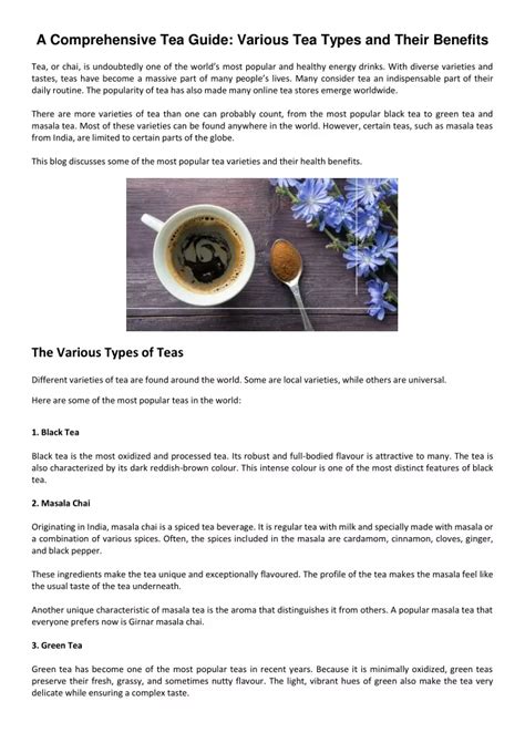 PPT - A Comprehensive Tea Guide Various Tea Types and Their Benefits ...