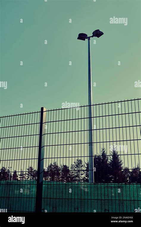 Floodlights And Fencing At A Football Pitch Stock Photo Alamy