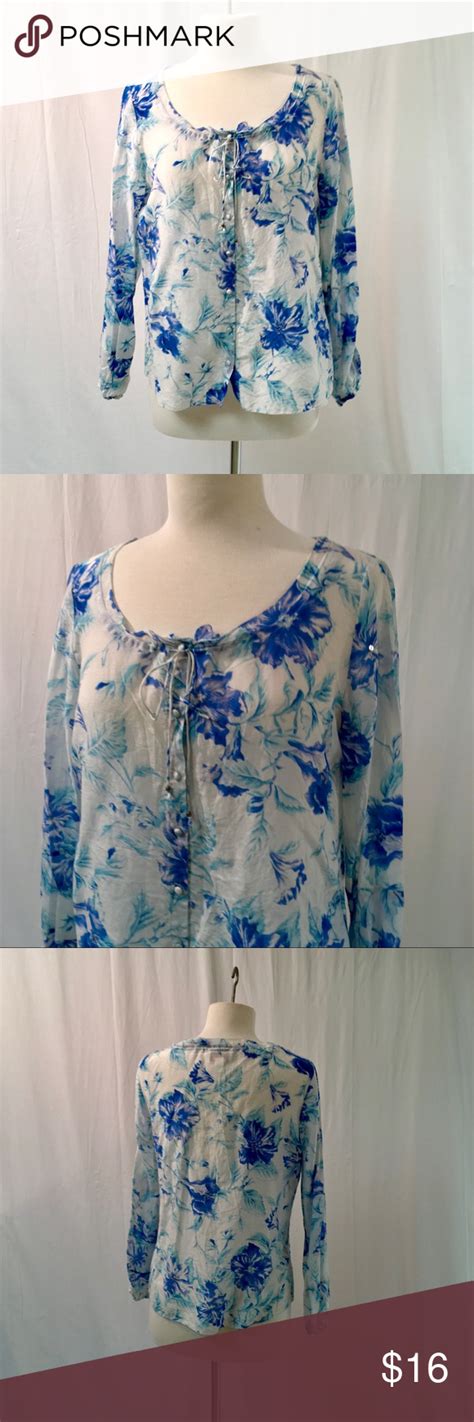 Talbots Blue Floral Pretty Floral Print Blouse From Talbots Great