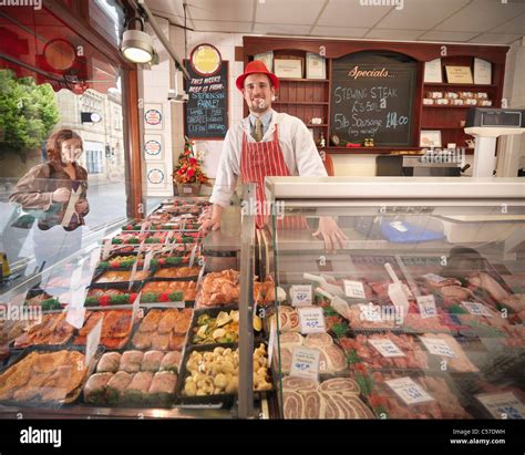 butchers shop window  res stock photography  images alamy