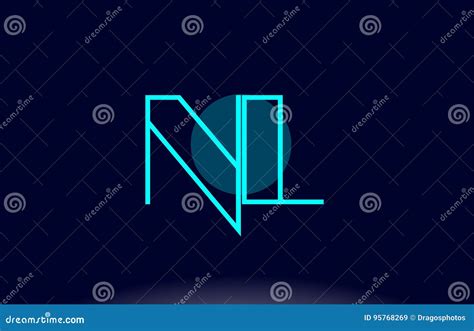 Nl N L Blue Line Circle Alphabet Letter Logo Icon Template Vector