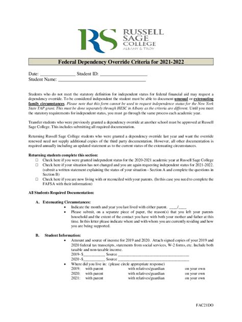 Fillable Online Dependency Override Appeal Form Fax Email