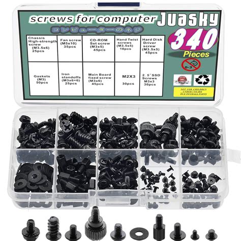 Juasky 340pcs Black Computer Pc Standoffs Screws Assortment Kit For Hard Disk Drive