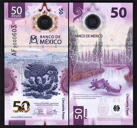 Mexico 50 Pesos 2021 Unc Polymer P New Design Fortumor Numismatic Center