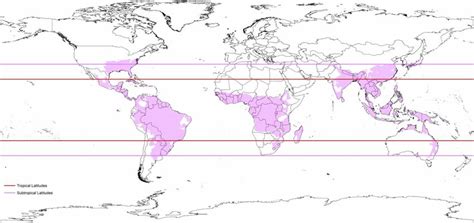 | Regions in this study considered as tropical or subtropical ...