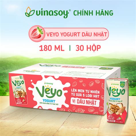 Thùng Sữa chua uống từ thực vật Veyo Yogurt vị Dâu Tây Nhật 30 Hộp x