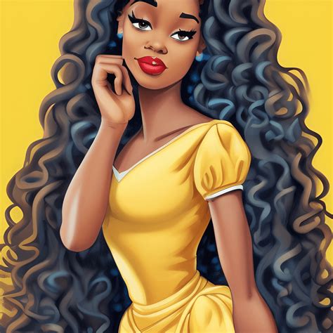 Gorgeous Brown Skin African American Happy Disney Princess Long Curly