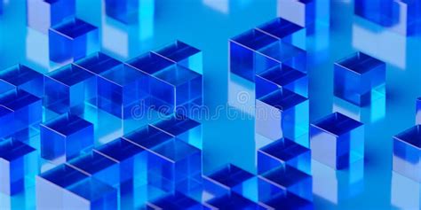 Abstract Blue Glass Cubes or Blocks Background Wallpaper, Business Data or Info Concept ...