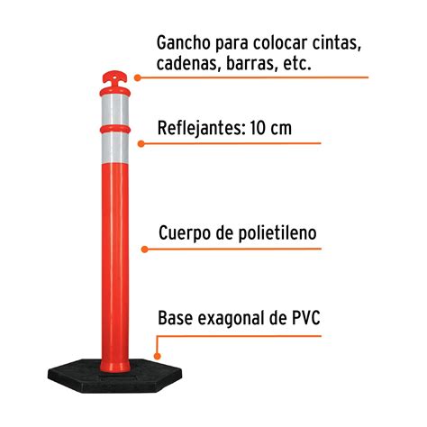 Poste Delimitador De Cm De Alto Con Base Y Reflejante