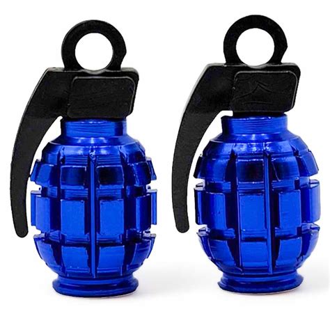 Bouchons De Valve GRENADE X2 En Aluminium Bleu PitRacing