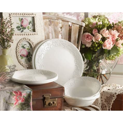 Corelle Vitrelle Embossed Bella Faenza Dinnerware Set White 18 ct | Shipt