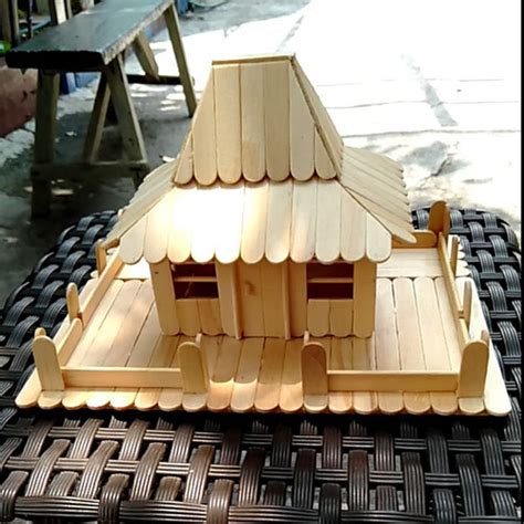 Jual Prakarya Miniatur Rumah Adat Jawa Rumah Joglo Dari Stik Es Krim