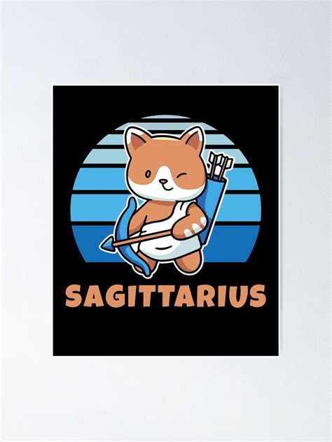 Zodiac Sign Sagittarius Cute Cat Kawaii Poster For Sale By