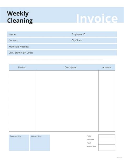 Printable Cleaning Invoice Forms For Free