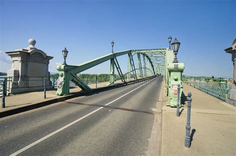 The Steel Bridge Over River Danube between Esztergom and Sturovo Towns ...