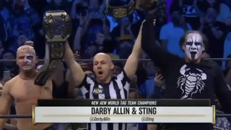 Sting Darby Allin Win AEW Tag Team Titles On Dynamite This Week