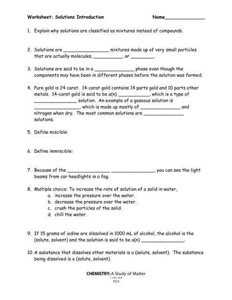 35 Solute And Solvent Worksheet - support worksheet