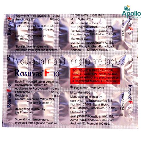 Rosuvas F 10 Tablet 15 S Price Uses Side Effects Composition