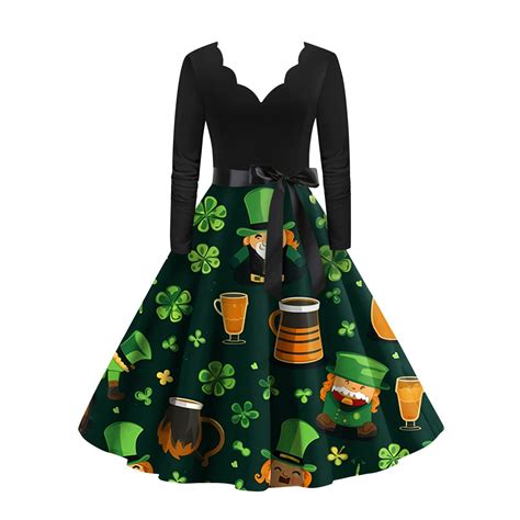 Dndkilg St Patricks Day Girls Dresses Vintage Shamrock Clover Green V