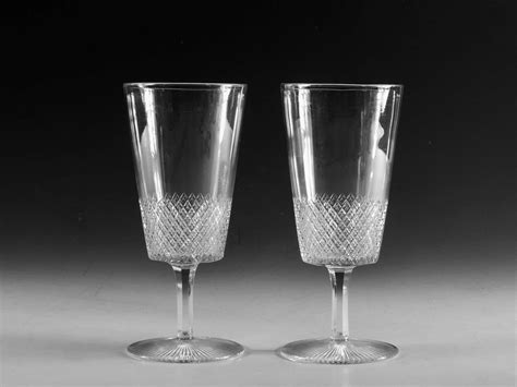 Antique Glass Wine Glasses Pair English C1880 In Antique Wine Glasses Carafes And Drinking Glasses