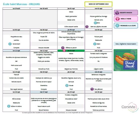 Septembre Menus Des Restaurants Scolaires Maternelle Et Primaire