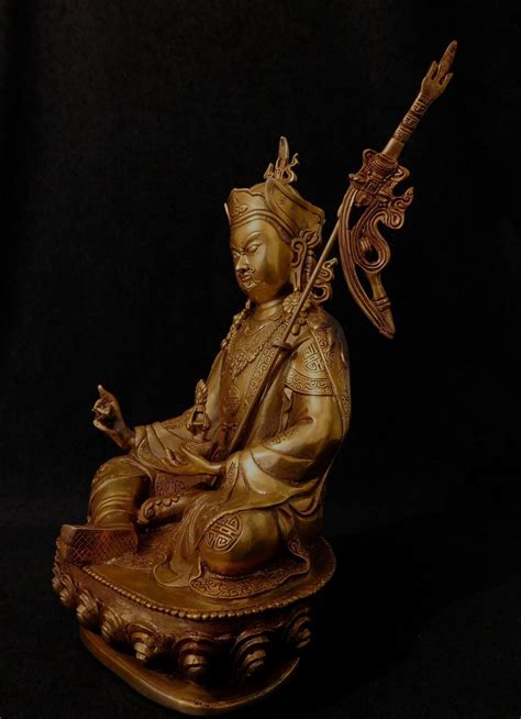 Guru Padmasambhava Rinpoche Tibetan Buddhism Bronze Gilt Statue Amiska