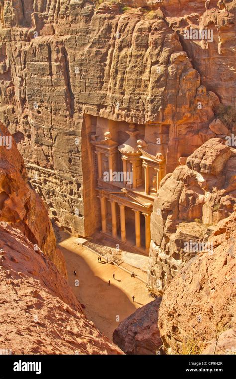 The Treasury Petra From Above Jordan Stock Photo Alamy