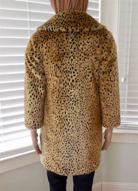 PLUSH CHEETAH Coat Plush LEOPARD Coat Faux Fur Coat W Gem